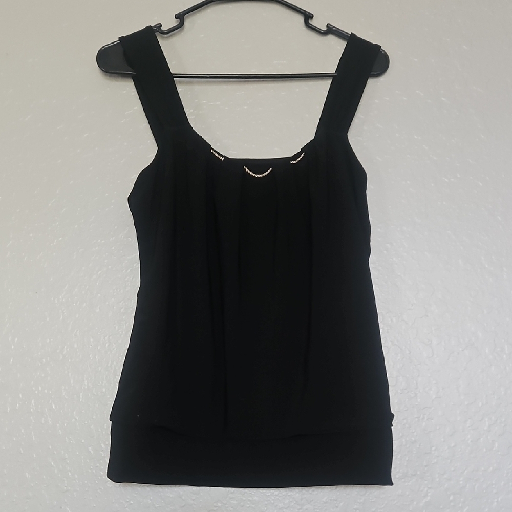 White House Black Market Dressy Jeweled Black Tank Top